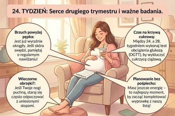 24 tydzień ciąży — objawy i odczucia